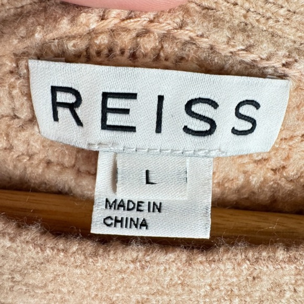 Reiss Thick Knit Sweater Womens Size Large Beige Designer Cozy Quiet Luxury - Picture 2 of 11